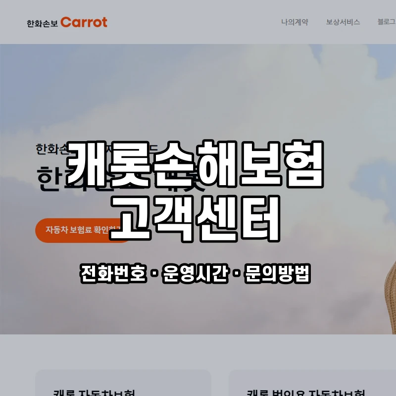 캐롯손해보험 고객센터 공식 홈페이지 화면