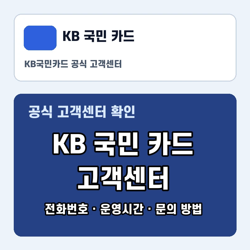 KB 국민 카드 고객센터 공식 홈페이지 화면