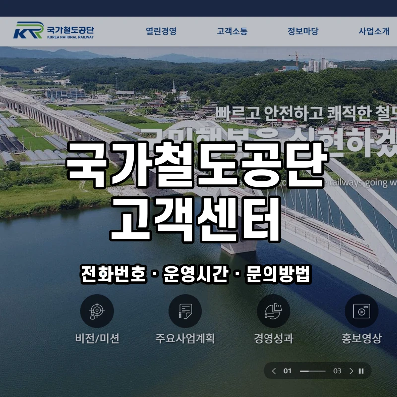 국가철도공단 고객센터 공식 홈페이지 화면