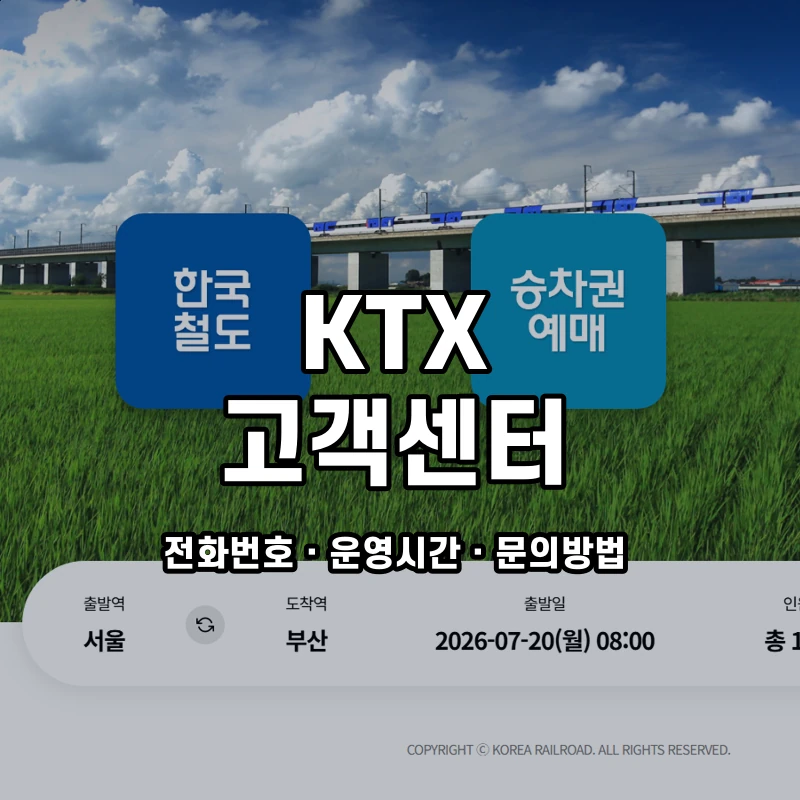 KTX 고객센터 공식 홈페이지 화면