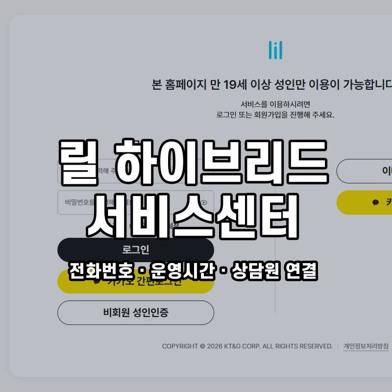 릴 하이브리드 서비스센터 공식 홈페이지 화면