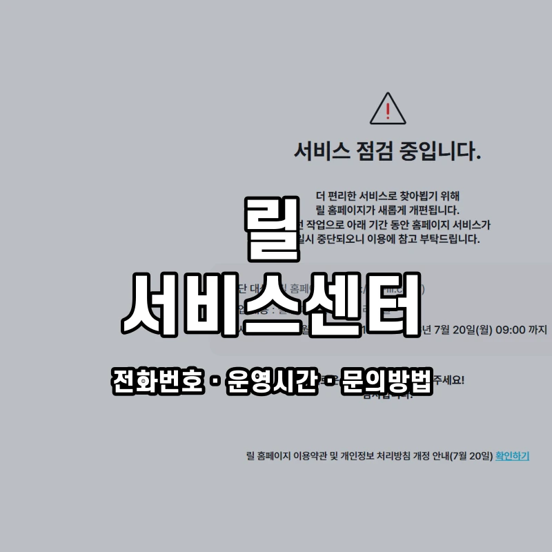 릴 서비스센터 공식 홈페이지 화면